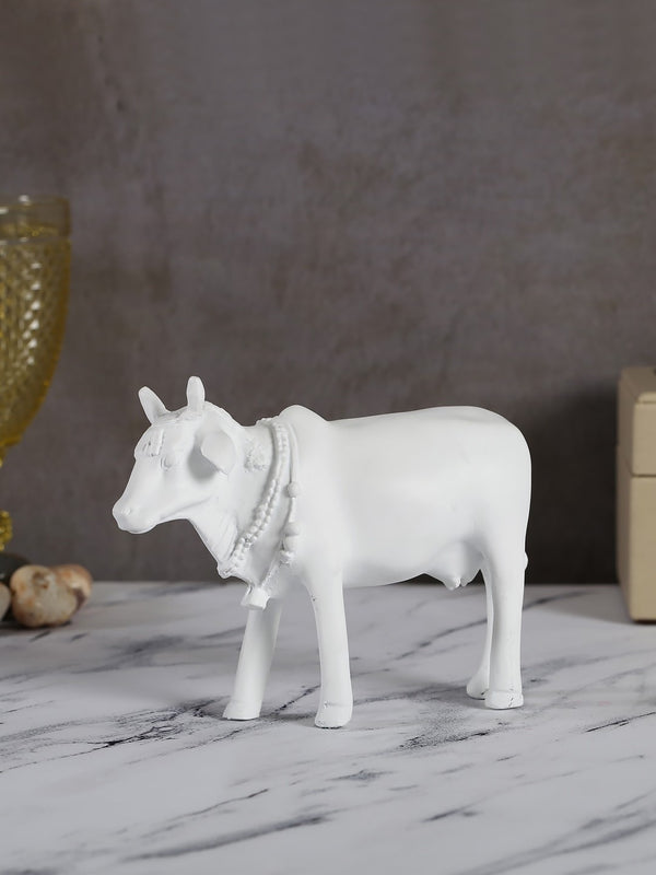 Elegant Resin Cow Figurine | Sacred Nandi Bull Showpiece for Home & Office Decor | Spiritual & Traditional Gifting Idol
