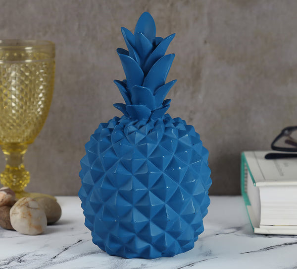 Resin Pineapple Blue Figurine | Elegant Tropical Showpiece for Home & Office Decor | Luxury Gifting Accent