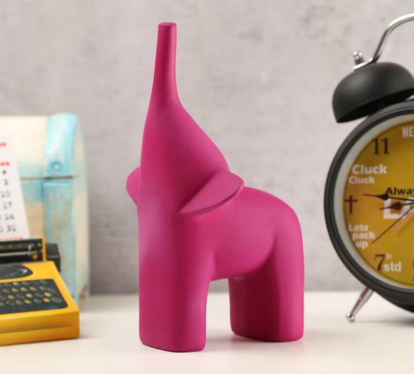 Resin Pink Elephant Figurine | Elegant Animal Showpiece for Home & Office Decor | Luxury Gifting Sculpture