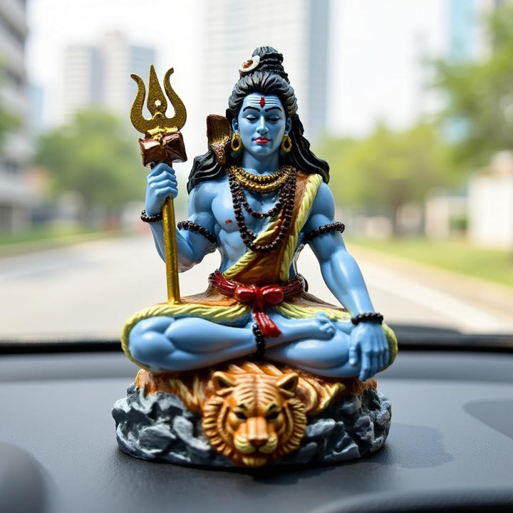 Karigaari India Shiva Idol for Car Dashboard Mini Mahadev Murti Decora