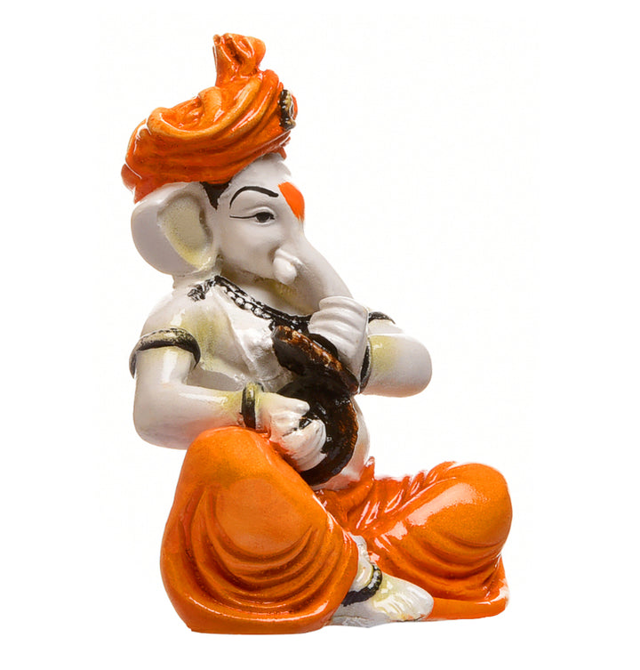 Shehnai Harmony Ganesha Idol Resin Musical Ganpati for Home Temple & Festive Gifting - Karigaari India Aesthetic Home Decor
