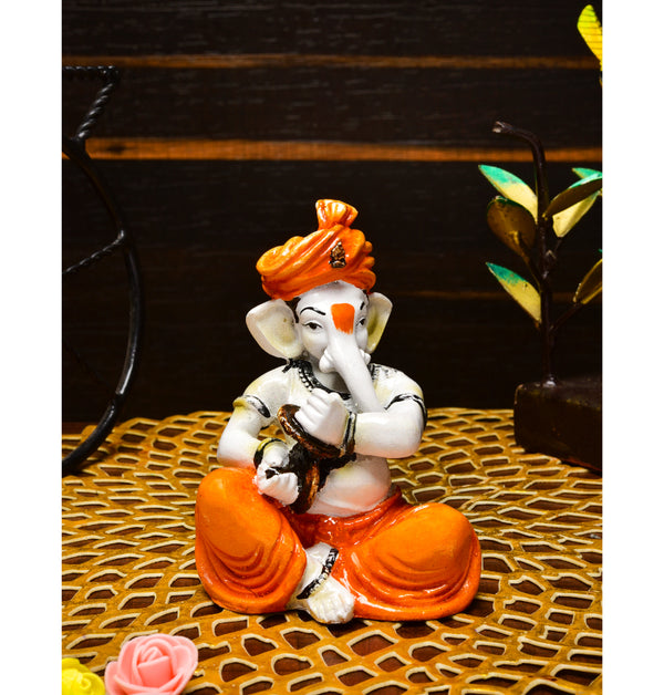 Shehnai Harmony Ganesha Idol Resin Musical Ganpati for Home Temple & Festive Gifting - Karigaari India Aesthetic Home Decor