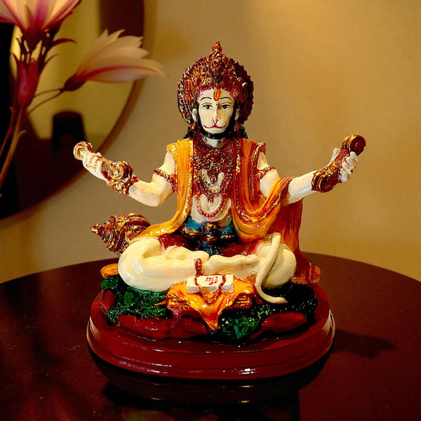Divine Lord Hanuman Resin Figurine | Spiritual Home Decor Showpiece for Pooja Room, Office & Gifting | Vastu-Positive Hanuman Idol for Strength & Protection