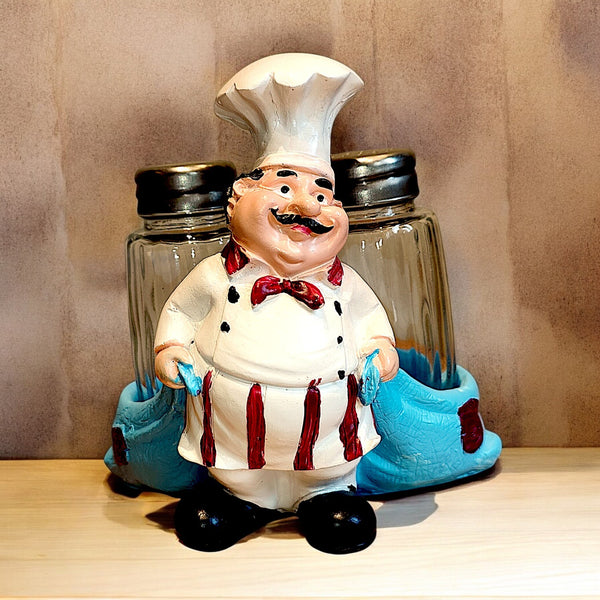 Resin Chef Figurine with Salt & Pepper Bottle | Cute Kitchen Décor & Tabletop Accessory | Home & Gift Decoration