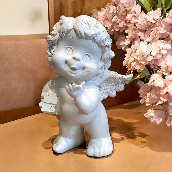 Resin Angel Figurine | Spiritual Home Décor & Meditation Statue | Tabletop, Shelf & Living Room Accent | Perfect Gift for Home & Office