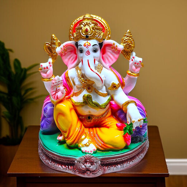 Karigaari India Resin Ganesha Figurine  | Handcrafted Lord Ganpati Idol for Home Decor, Pooja Room & Office | Spiritual Blessings Statue & Festival Gift