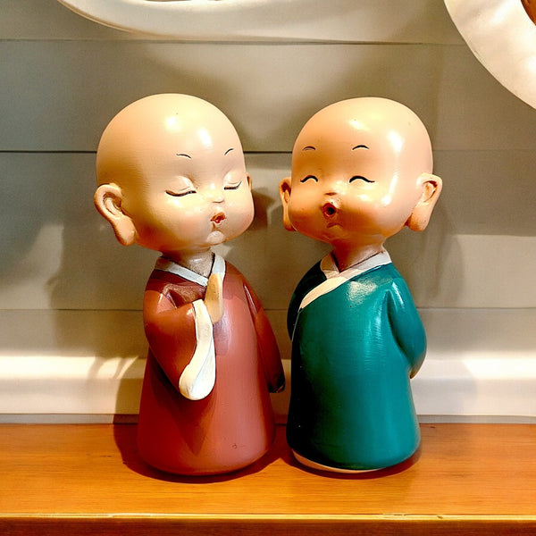 Set of 2 Standing Buddha Figurines – Resin Statues | Spiritual Home Décor & Meditation Gift | Tabletop, Shelf & Living Room Accent