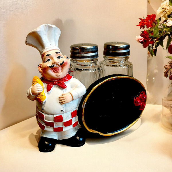 Resin Cute  Chef Figurine Kitchen Décor Salt & Pepper Shaker Set |  | Dining Table Accessory & Home Gift Set