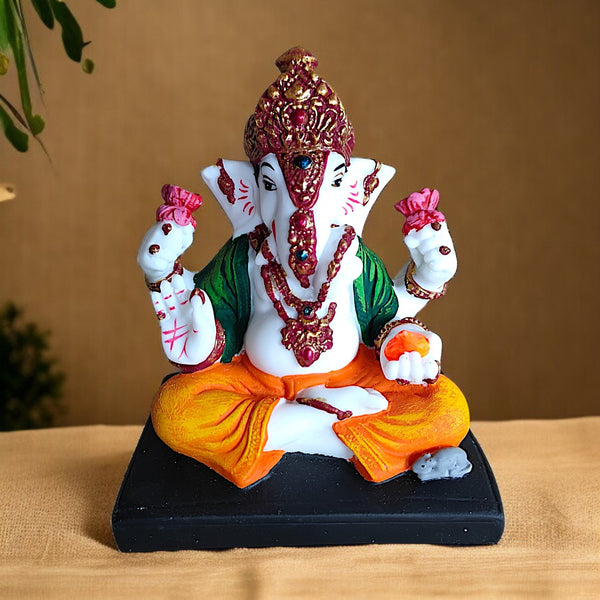 Karigaari India Resin Ganesha Figurine Idol | Handcrafted Lord Ganesha Statue for Home & Office Decor | Spiritual Ganpati Showpiece | Festival Gift & Housewarming