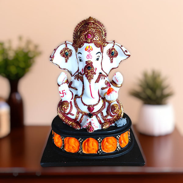 Karigaari India Resin Ganesha Figurine Idol | Hand-Painted Lord Ganesha Statue for Home & Office Decor | Spiritual Ganpati Showpiece | Perfect Festival Gift