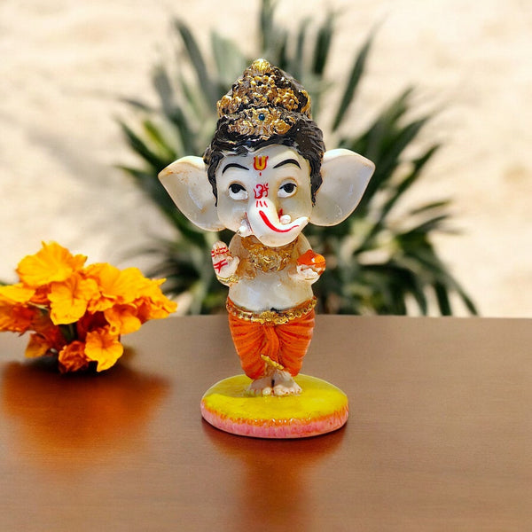 Karigaari India Elegant Lord Ganesha Idol for Home Temple & Office Décor | Premium Resin Ganpati Murti for Pooja Mandir & Spiritual Gifting