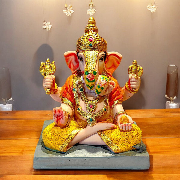 Karigaari India Premium Colorful Ganesha Idol for Home Temple & Office Décor | Elegant Resin Ganpati Murti for Pooja Mandir & Spiritual Gifting