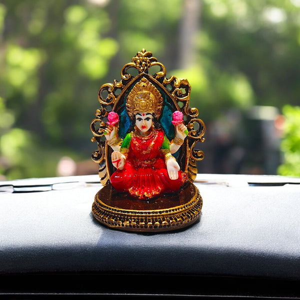 Karigaari India Divine Goddess Lakshmi Idol for Home Temple & Office | Premium Resin Maa Lakshmi Figurine for Pooja Mandir, Car Dashboard & Auspicious Gifting