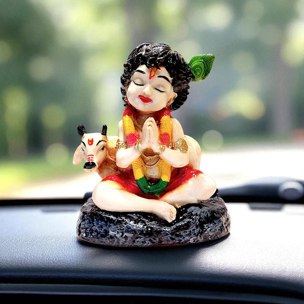 Karigaari India Elegant Lord Krishna Idol for Home Temple & Décor | Premium Resin Murti of Shree Krishna for Pooja Mandir, Living Room & Spiritual Gifting